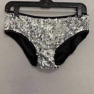 Trashy Lingerie Silver Sequin Rave Shorts M/L Festival Dance Bottoms USA
